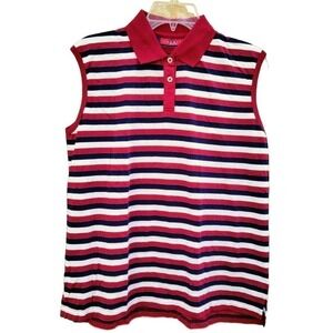 Crable for Her Women Large Red White Blue Sleeveless Polo